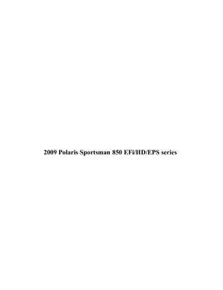 2009 Polaris Sportsman XP 850, XP 850 EPS ATV manual
