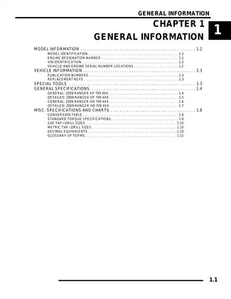 2009 Polaris Ranger XP 700 4x4 Service and Repair Manual image