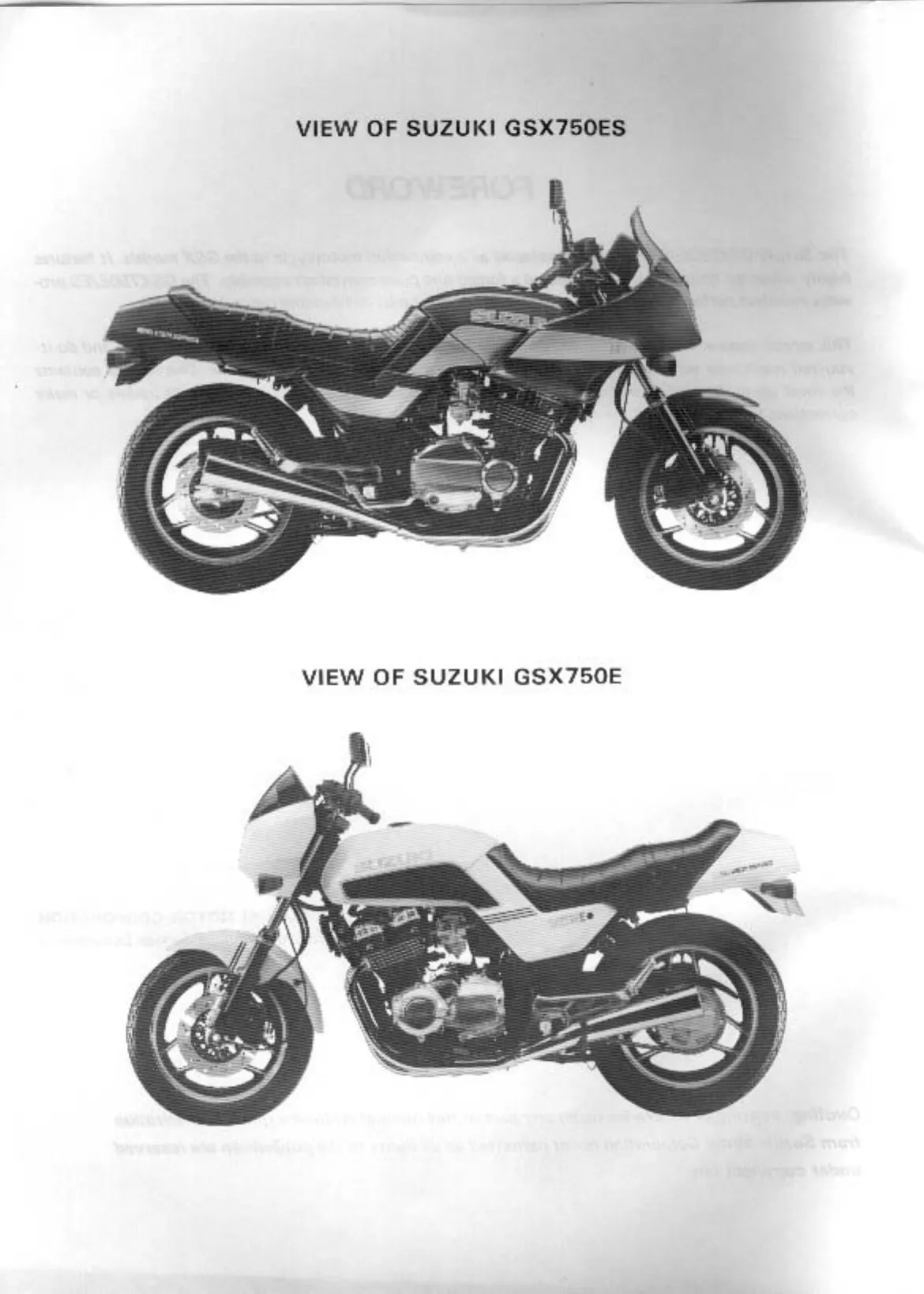 1980-1986 Suzuki GSX 750E-ESG repair manual manual page 1 preview Suzuki 1980-1986 Suzuki GSX 750E-ESG repair manual manual page preview - page 1 of 309