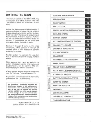 1983-1985 Honda VT700C & VT750C Shadow service manual Preview image 3
