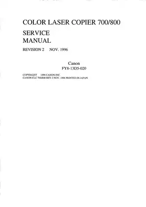 Canon CLC-700, CLC-800 color laser copier service manual