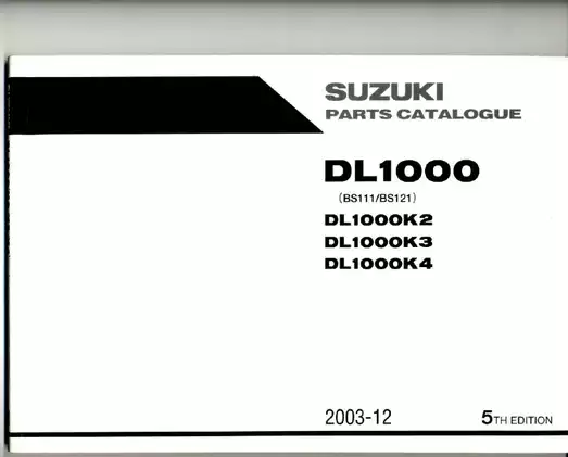 2003-2012 Suzuki DL 1000 V-Strom parts catalog, manual