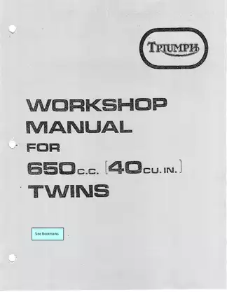 1972 Triumph Bonneville, Tiger, Trophy models workshop manual