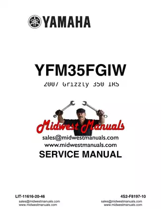 2007 Yamaha Grizzly 350 IRS, YFM35FGIW ATV service manual