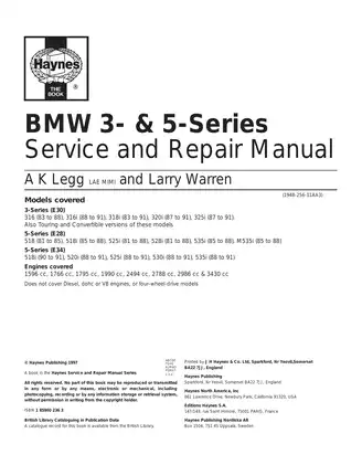 1983-1991 BMW 316i service and repair manual