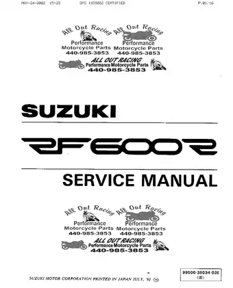1993-1999 Suzuki RF600 service manual