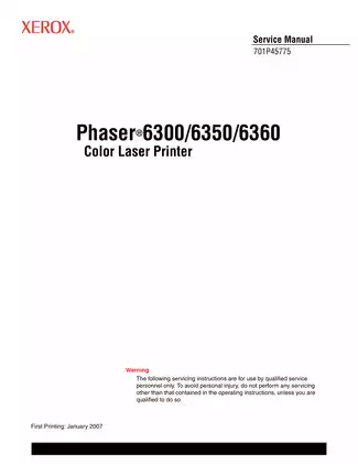Xerox Phaser 6300 + 6350 + 6360 service manual Preview image 3