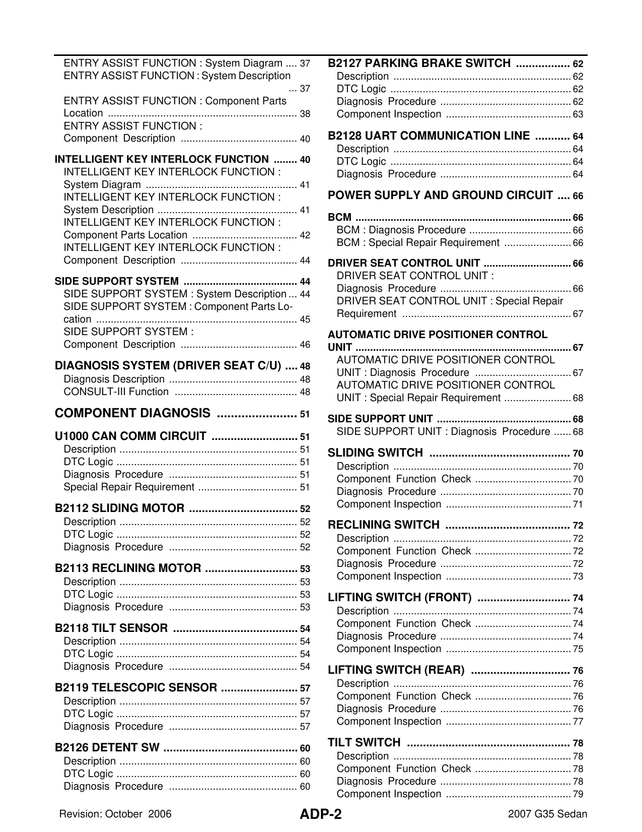 2007 Infiniti G35 Sedan Automatic Drive Positioner manual Preview image 2