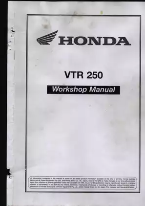 1997-2009 Honda VTR250 workshop manual manual page 1 preview Honda 1997-2009 Honda VTR250 workshop manual manual page preview - page 1 of