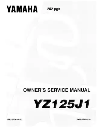 1997 Yamaha YZ125J1 owners service manual
