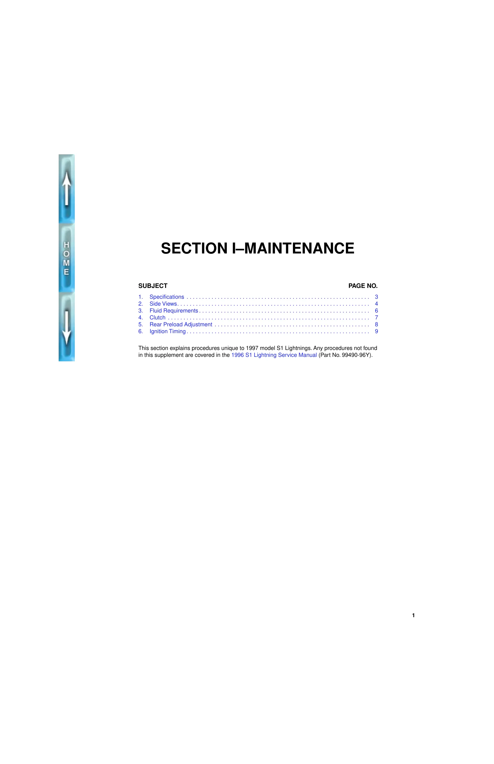 1996-1998 Buell S1 Lightning repair manual manual page 1 preview Harley Davidson 1996-1998 Buell S1 Lightning repair manual manual page preview - page 1 of
