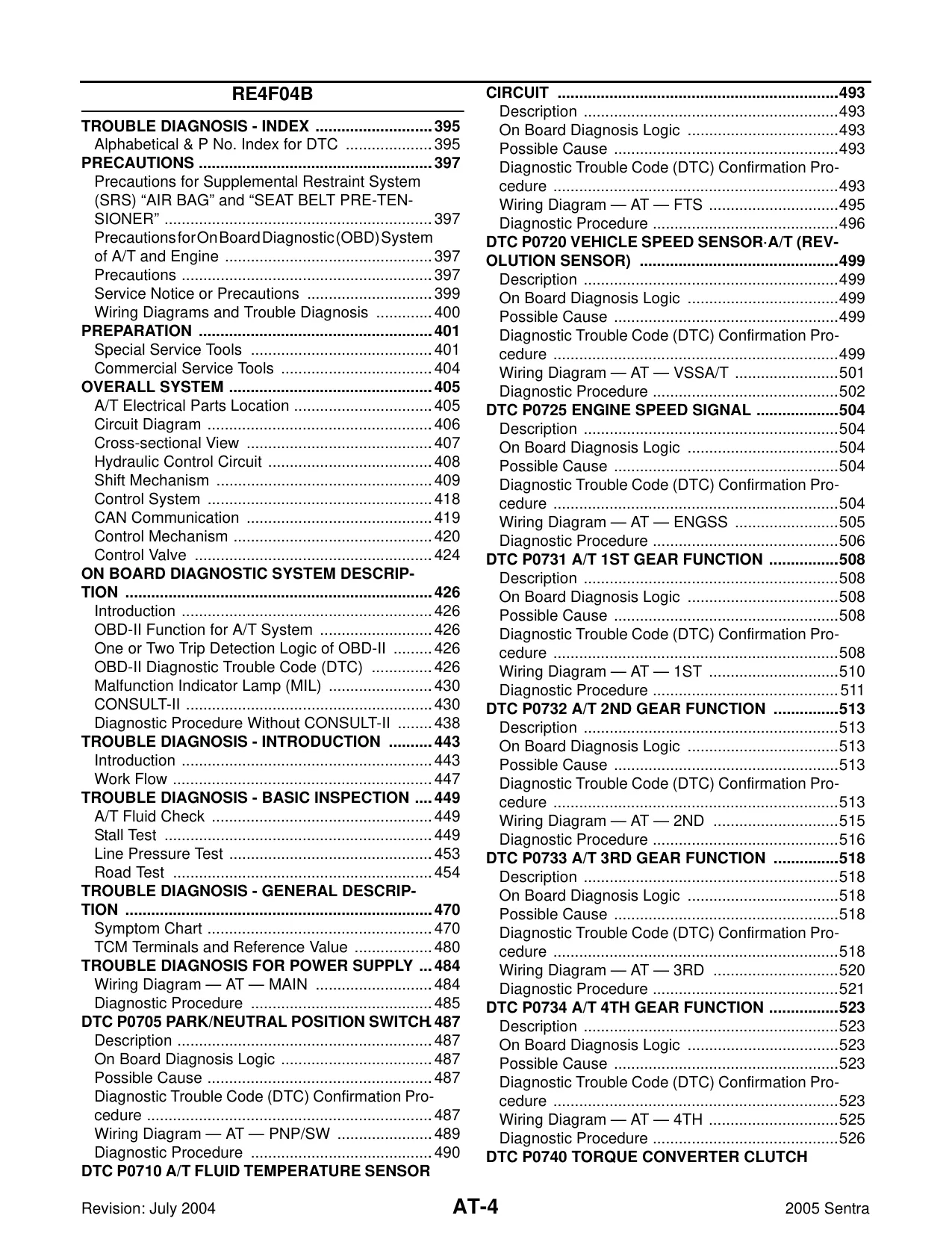 2005 Nissan Sentra service manual Preview image 4