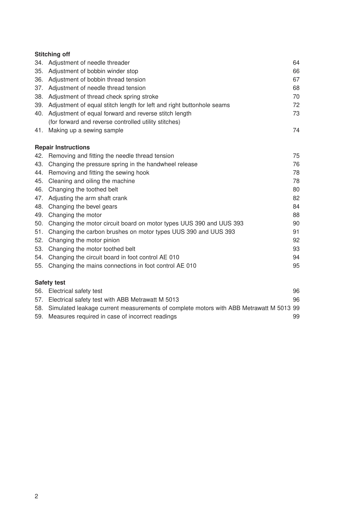 Pfaff Select 1520, 1530 & 1540 sewing machine parts list and service manual Preview image 3