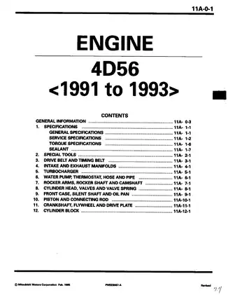 1991-1999 Mitsubishi Pajero engine service manual