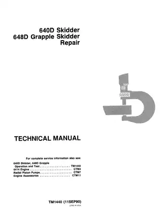 John Deere 640D Skidder, 648D Grapple Skidder technical repair manual