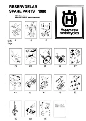 1980 Husqvarna 125, 240, 250,  390 CR parts manual