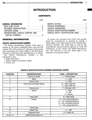 1997 Jeep Wrangler service manual Preview image 3