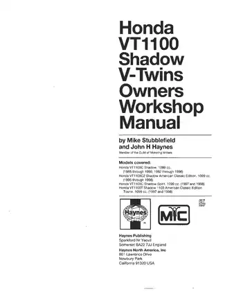 1985-1998 Honda VT1100, VT1100C Shadow, Aero, Cruiser, Spirit, Sabre, VLX, Classic owners workshop manual manual page 2 preview Honda 1985-1998 Honda VT1100, VT1100C Shadow, Aero, Cruiser, Spirit, Sabre, VLX, Classic owners workshop manual manual preview page 2 - thumbnail