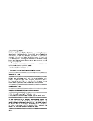 1985-1998 Honda VT1100, VT1100C Shadow, Aero, Cruiser, Spirit, Sabre, VLX, Classic owners workshop manual manual page 3 preview Honda 1985-1998 Honda VT1100, VT1100C Shadow, Aero, Cruiser, Spirit, Sabre, VLX, Classic owners workshop manual manual preview page 3 - thumbnail