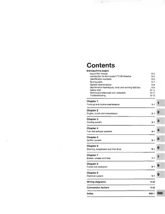 1985-1998 Honda VT1100, VT1100C Shadow, Aero, Cruiser, Spirit, Sabre, VLX, Classic owners workshop manual manual page 4 preview Honda 1985-1998 Honda VT1100, VT1100C Shadow, Aero, Cruiser, Spirit, Sabre, VLX, Classic owners workshop manual manual preview page 4 - thumbnail