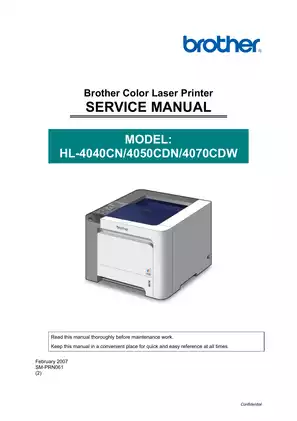 Brother HL-4040CN, HL-4050CDN, HL-4070CDW color laser printer service manual