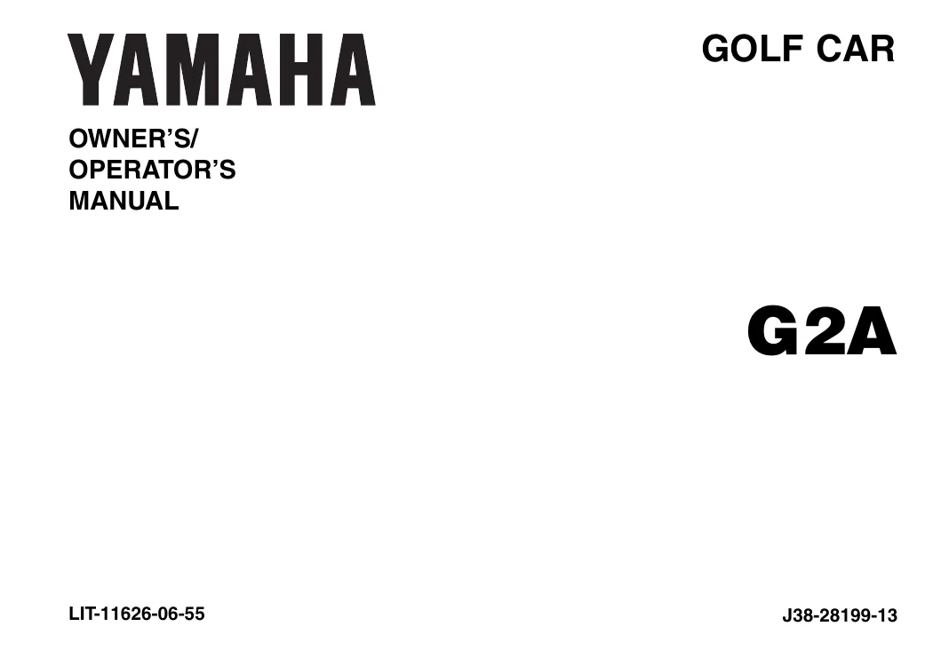Yamaha G9, G2A Golf Car owner´s/operator`s manual manual page 1 preview Yamaha Yamaha G9, G2A Golf Car owner´s/operator`s manual manual page preview - page 1 of