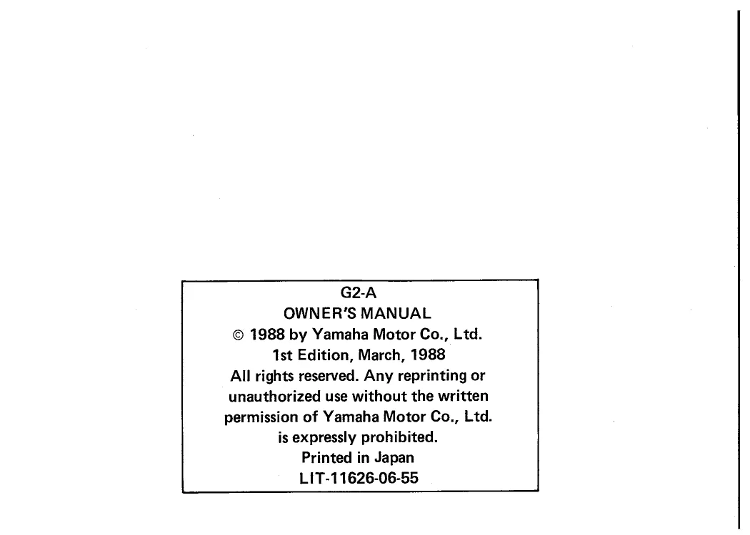 Yamaha G9, G2A Golf Car owner´s/operator`s manual manual page 3 preview Yamaha Yamaha G9, G2A Golf Car owner´s/operator`s manual manual preview page 3 - thumbnail