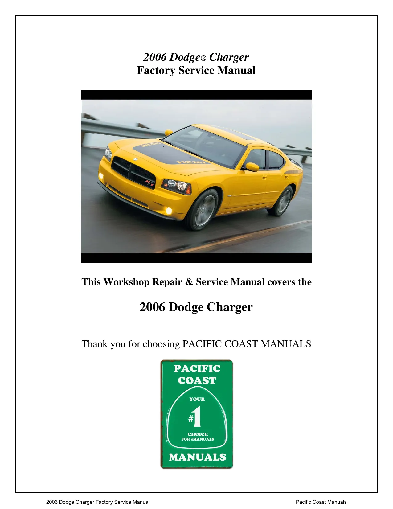 2006 Dodge Charger 300, 300C, SRT-8 series shop manual