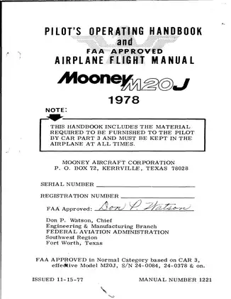 Mooney M20J Pilots Operating Manual POH Flight manual