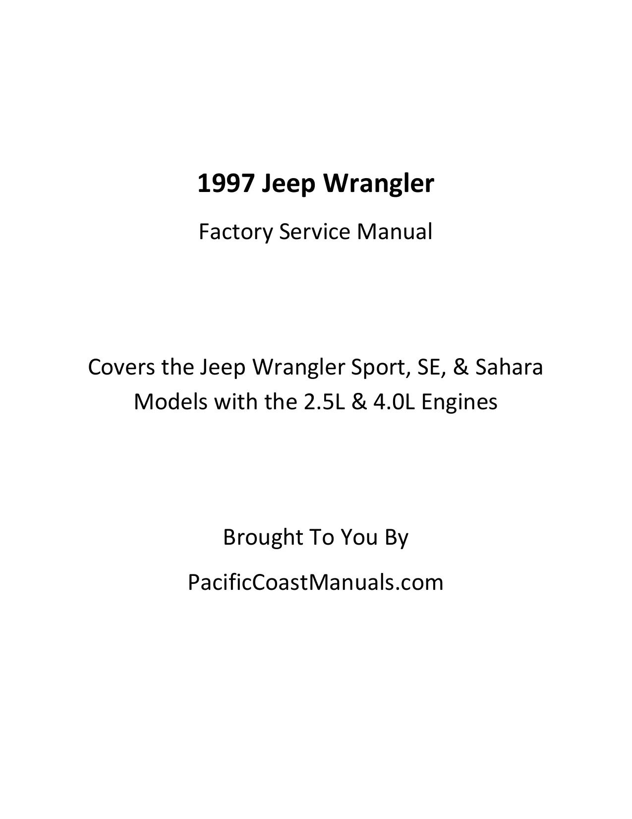 1997 Jeep Wrangler TJ shop manual Preview image 1
