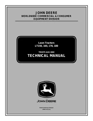 John Deere LT150, LT160, LT170, LT180 lawn tractor technical manual