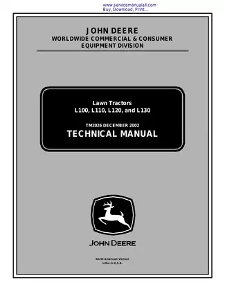 John Deere L100 series L100, L110, L120, L130 lawn tractor technical manual Preview image 1