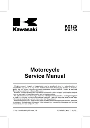 2003-2008 Kawasaki KX125, KX250 service manual Preview image 5