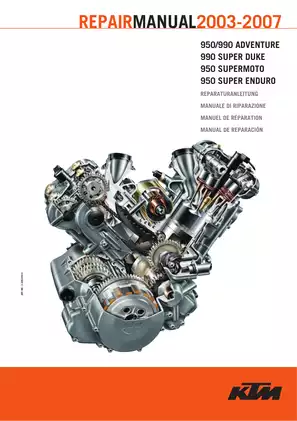 2003-2007 KTM 950 Adventure, 990 Adventure, 990 Super Duke, 950 Supermoto, 950 Super Enduro repair manual