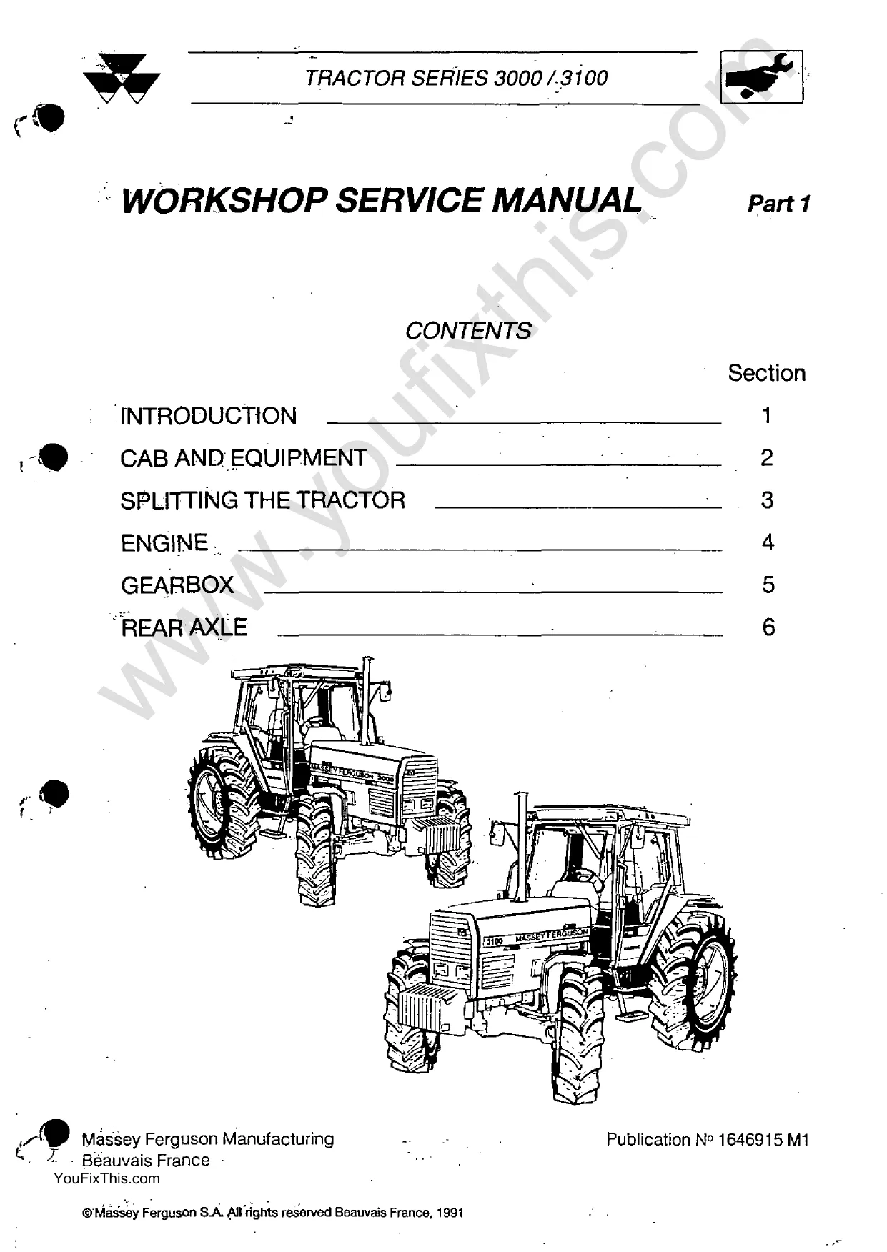 Massey Ferguson 3050, 3060, 3065, 3070, 3080, 3095, 3100, 3115, 3120, 3125, 3140 Row-Crop tractor repair manual