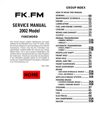 2002-2004 Mitsubishi Fuso FK, Fuso FM truck service manual