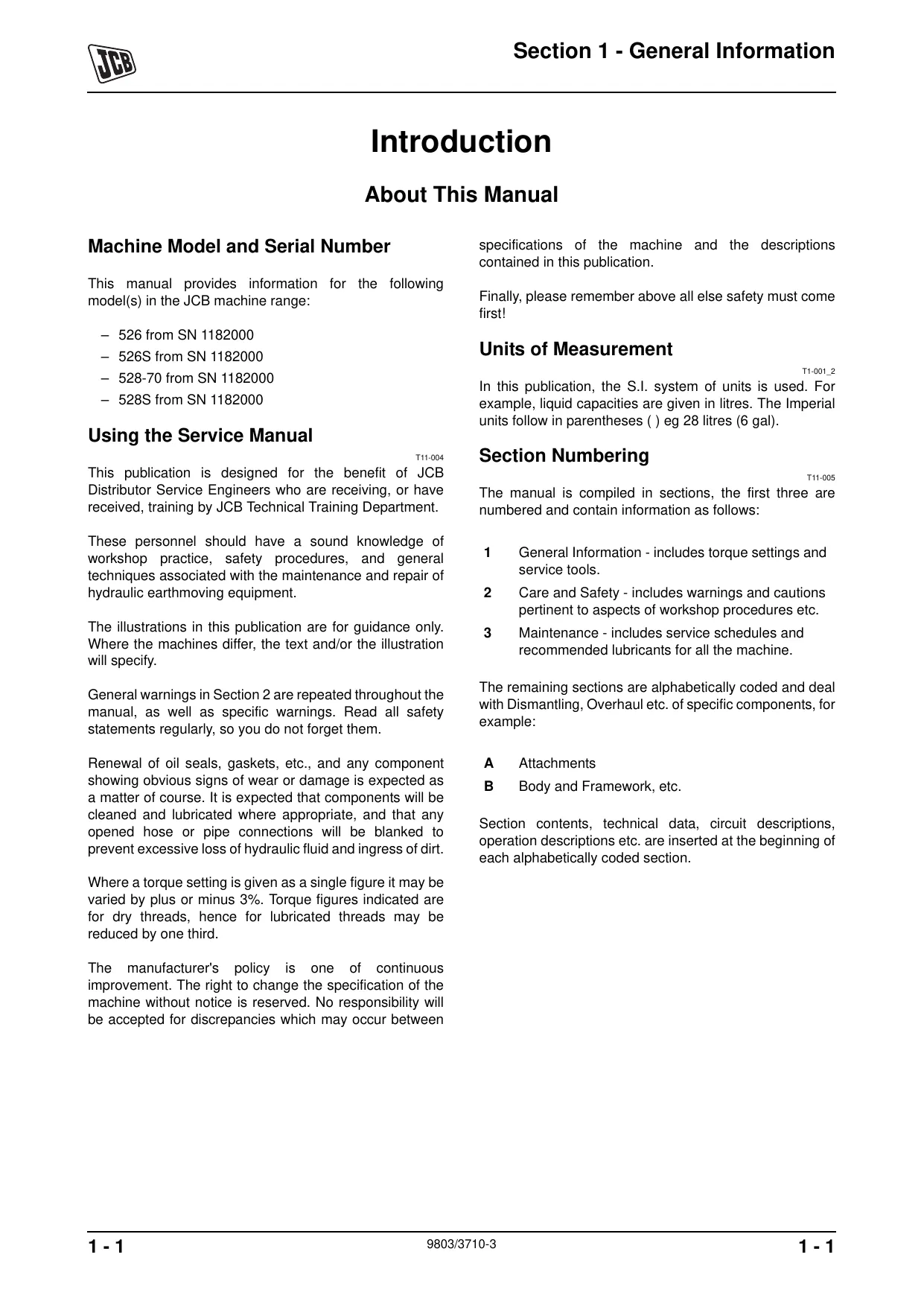 JCB 526, 526S, 528-70, 528S Telescopic Handler manual Preview image 5