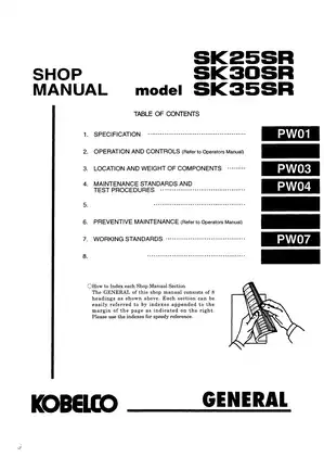 Kobelco SK25SR, SK30SR, SK35SR mini excavator shop manual Preview image 4