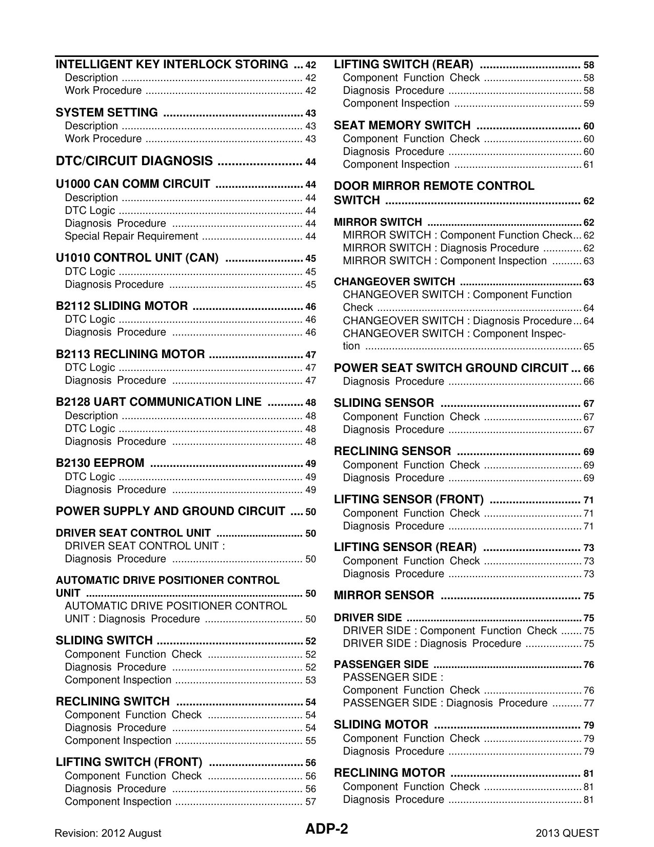 2013 Nissan Quest service manual Preview image 2