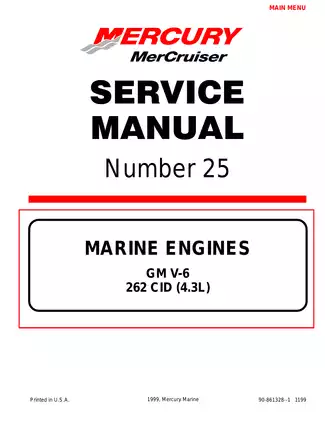 Mercury Mercruiser No. 25 marine engine GM V-6 262 CID 4.3L service manual Preview image 1