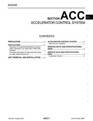 2014 Nissan Armada ACC Accelerator Control System manual Preview image 1